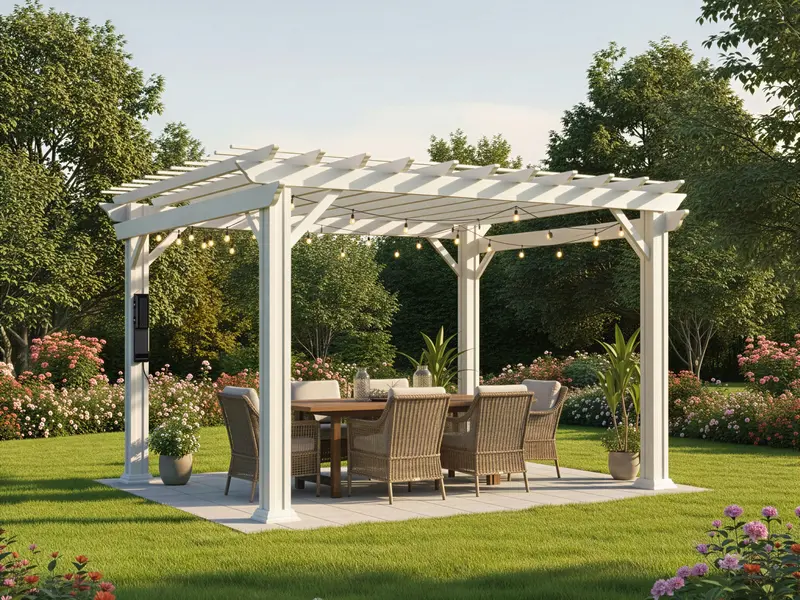 Stratford 12 ft x 10 ft Gloss White Steel Pergola