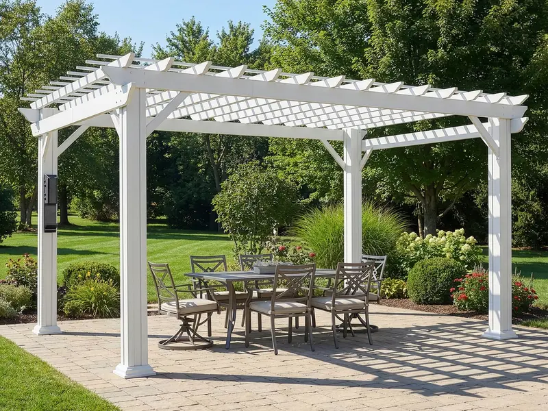 Stratford 14 ft x 10 ft Powder-Coated White Steel Pergola