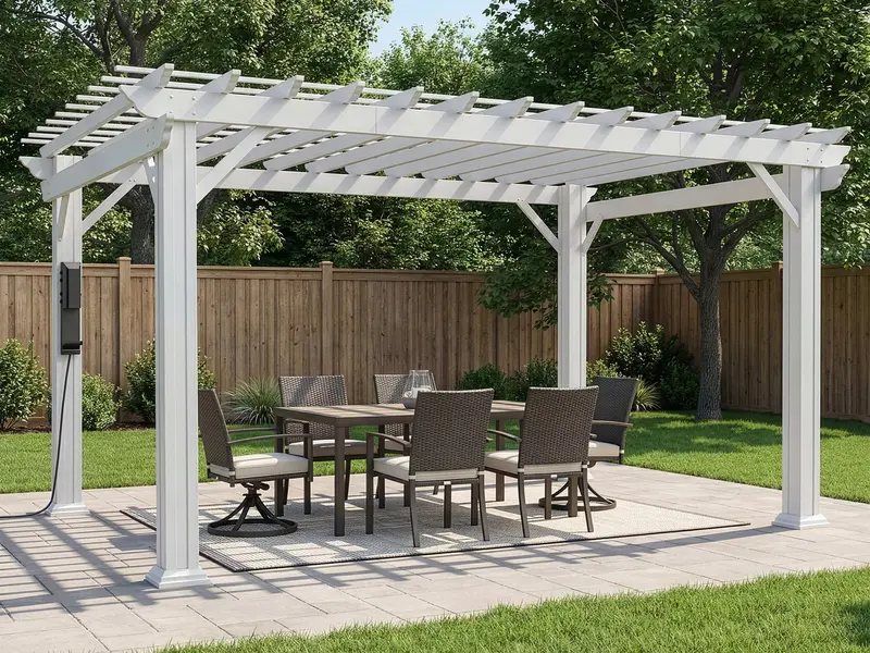 Stratford 14 ft x 12 ft Gloss White Steel Pergola