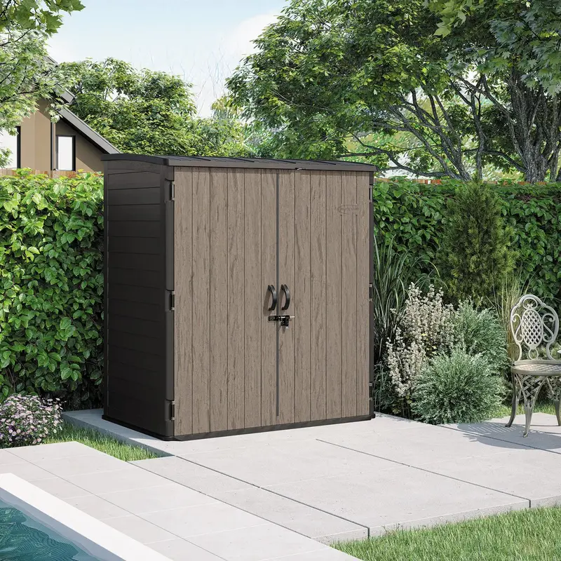 Suncast 6 ft x 4 ft Vertical Storage Shed with Lockable Door