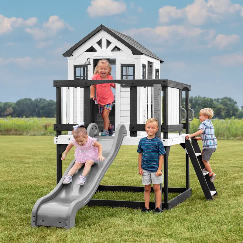 Sweetwater Heights Elevated Playhouse – Wooden Kids’ Play Structure with Deck