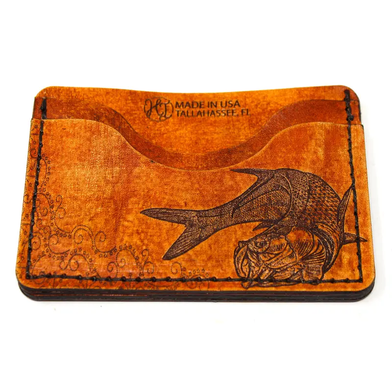 Tarpon-Print Leather Card Holder