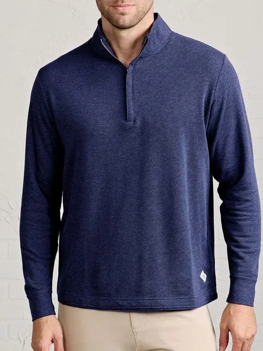 Tasc Men’s Stadium French Terry Quarter-Zip – Classic Navy Heather