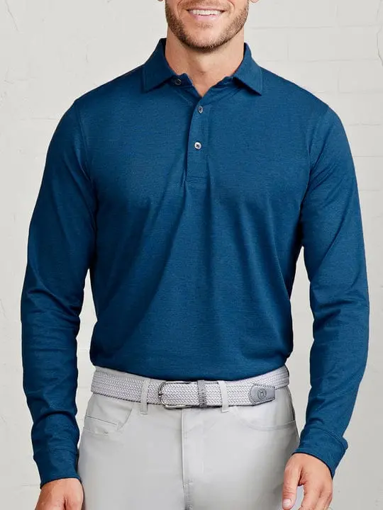 Tasc Men’s Westport Long-Sleeve Polo – Cavern Heather