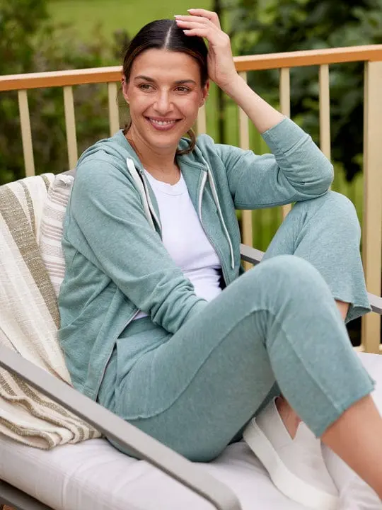 Tasc Women’s Stadium Full-Zip Hoodie – Sage Heather