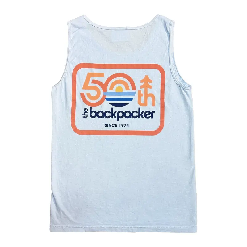 The Backpacker 50th Anniversary Comfort Colors Men’s Tank Top