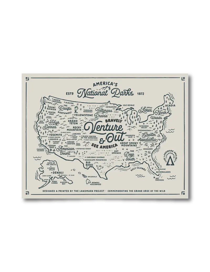 The Landmark Project National Park Map Poster – 12×16 Inches