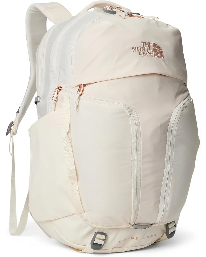 The North Face Women’s Surge Luxe Backpack – Gardenia White & Burnt Charcoal Metallic