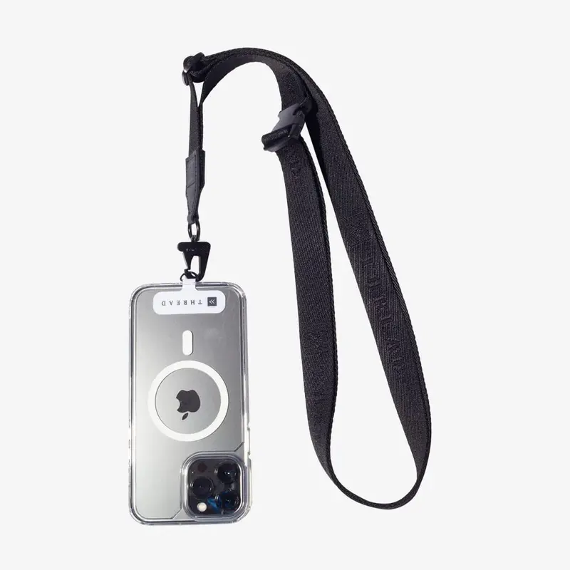 Thread Wallets Black Phone Sling Strap with Secure Pocket