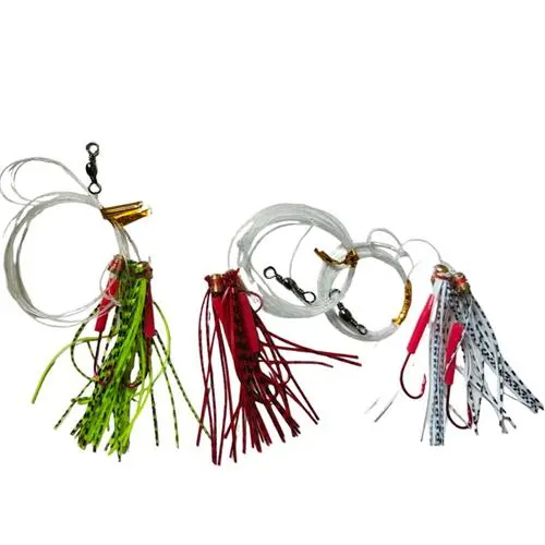 Three Custom Skirted Flasher Whiting Rigs – Pre-Rigged in Sizes 4# and 6#