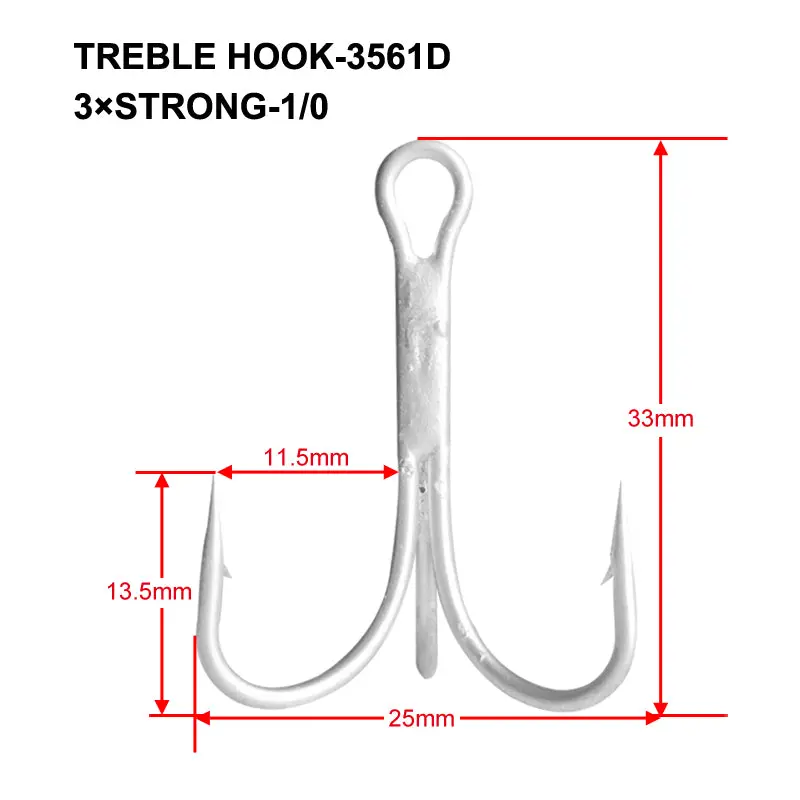 Three-Pack Reinforced Treble Hooks – PS-Steel Coated, Four-Size Versatile Fishing Hook Set