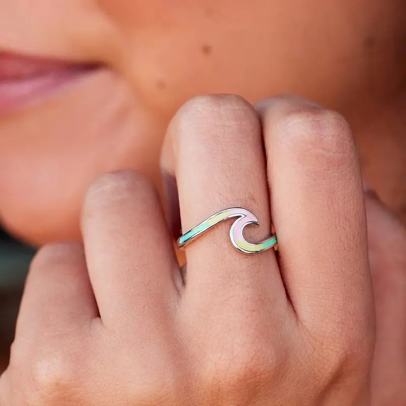 Tie-Dye Wave Adjustable Ring for Everyday Wear