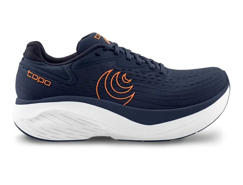 Topo Athletic Men’s Atmos 2 Trail-Ready Sneakers – Navy & Orange