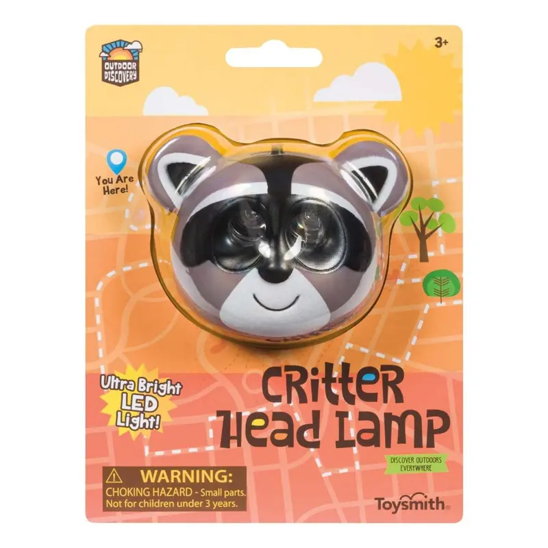 Toysmith Raccoon Critter Headlamp – Outdoor Disc-Shaped LED Light for Kids & Adults