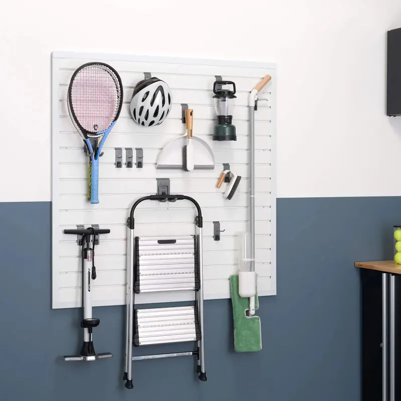 TRINITY Modular Slatwall Panel System – 16 Sq Ft with 13-Piece White Accessory Kit