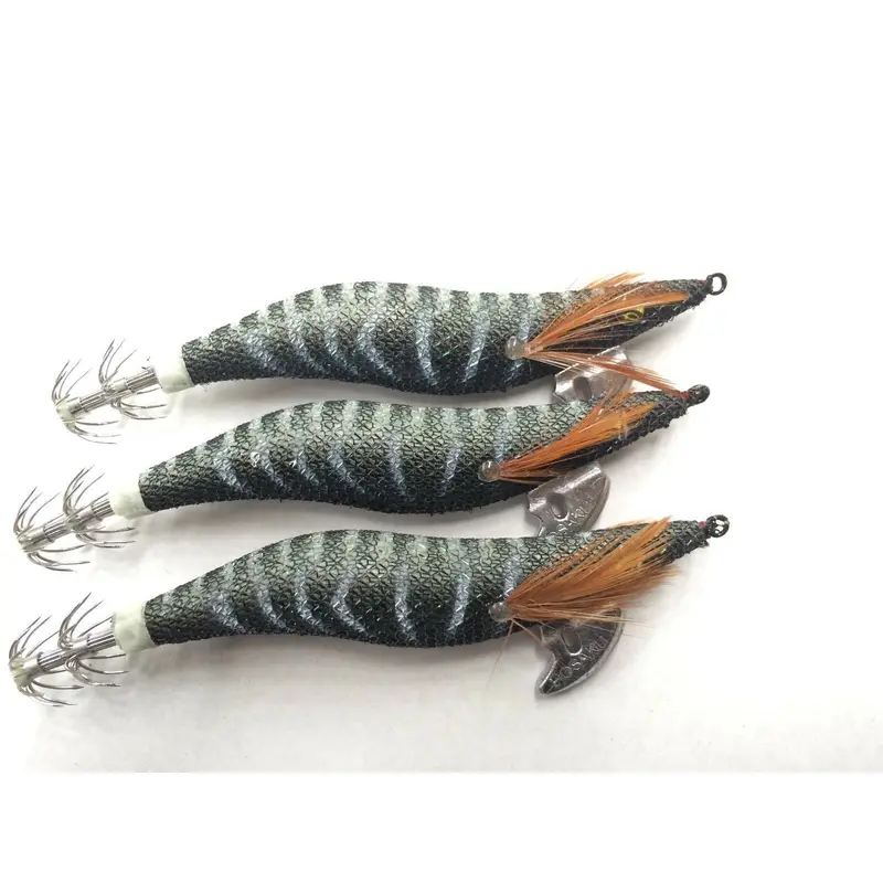Triple-Pack Black-and-Stripe Squid Jigs – Model 171