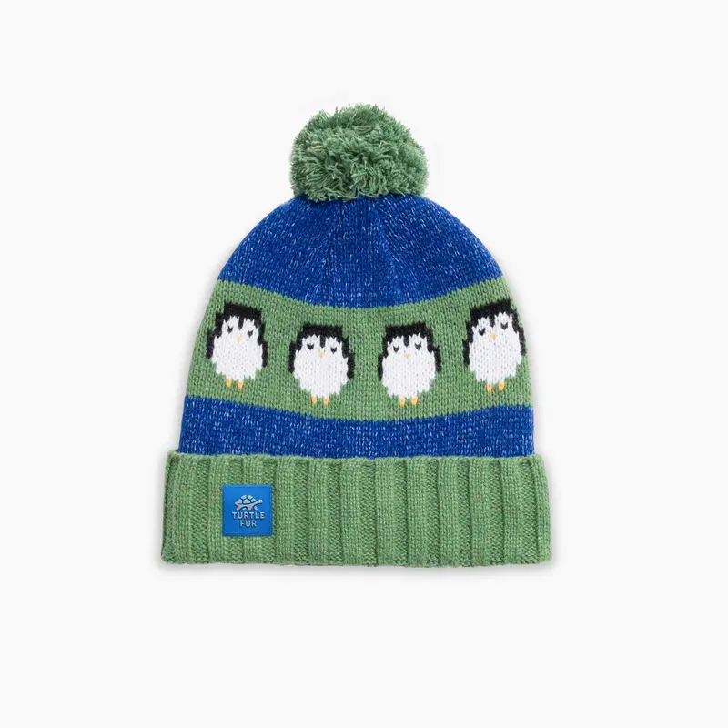 Turtle Fur Pengy Kids’ Pom-Pom Beanie