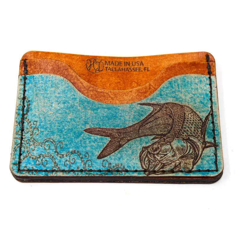 Twisting Tarpon Turquoise Leather Card Holder
