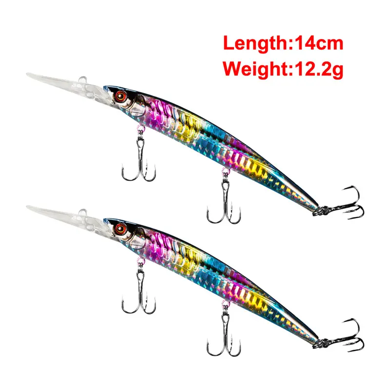 Two High-Fidelity Minnow Lures – 14cm / 12g Realistic Swimming Action Fishing Lures