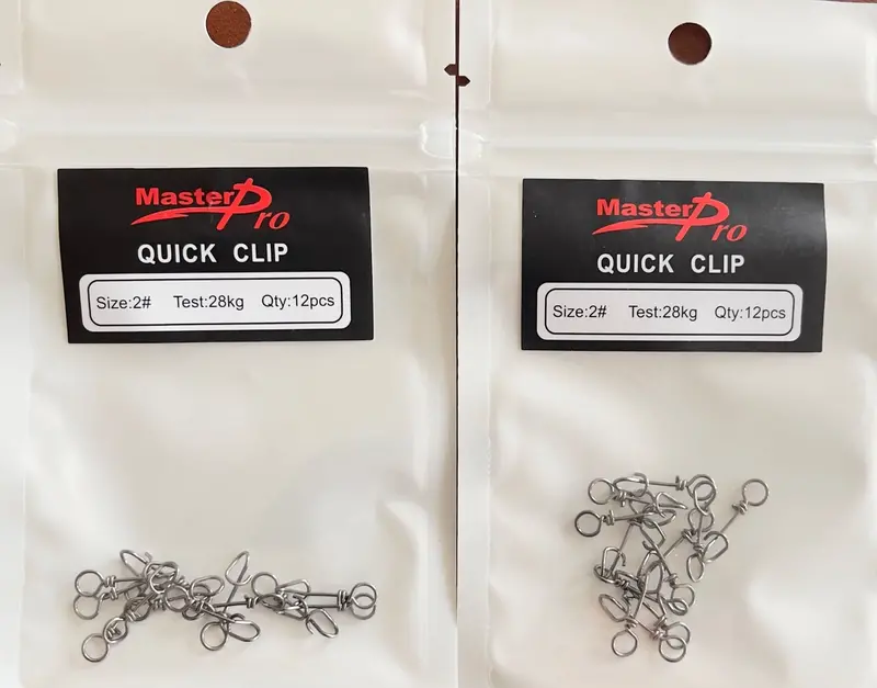 Two Packs of Twelve Size-2 Quick-Release Fishing Clips – Heavy-Duty Snap Connectors