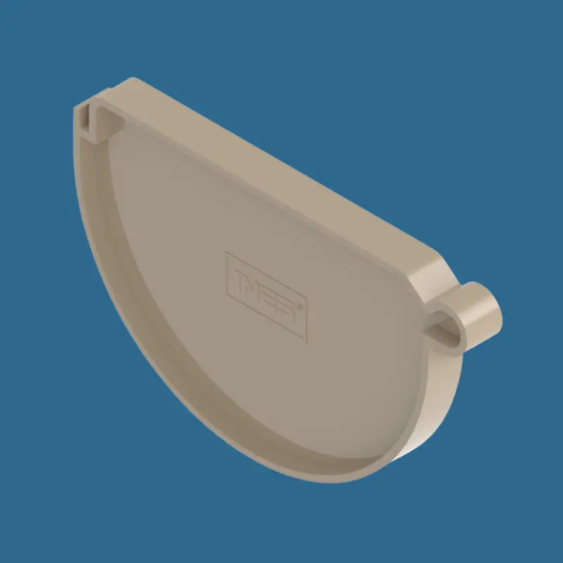Universal Gutter Starting End Cap – 25 cm Diameter, Sand Finish (INES)