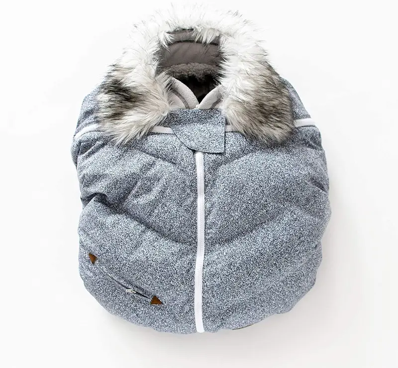 Universal Infant Car Seat Cover in Grey Salt-and-Pepper Pattern