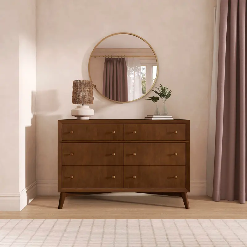 Venice 6-Drawer Double Dresser in Walnut Finish