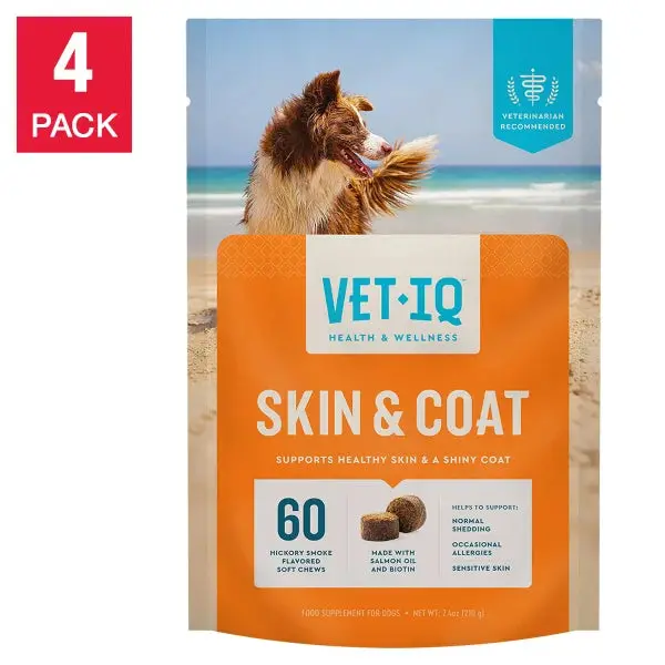 VETIQ Skin & Coat Soft Chews for Dogs — Hickory Smoke Flavor, 240 Count