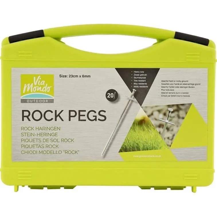 Via Mondo Steel Rock Pegs – Pack of 20 for Tough Terrain