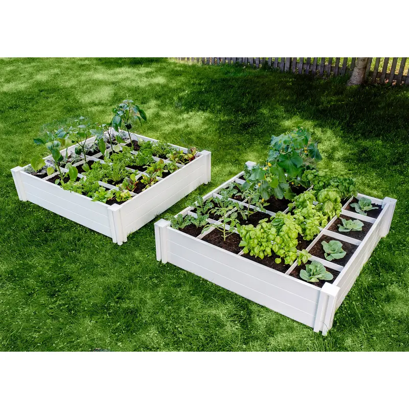 Vinyl Garden Planter with Modular Planting Grid – 2-Pack