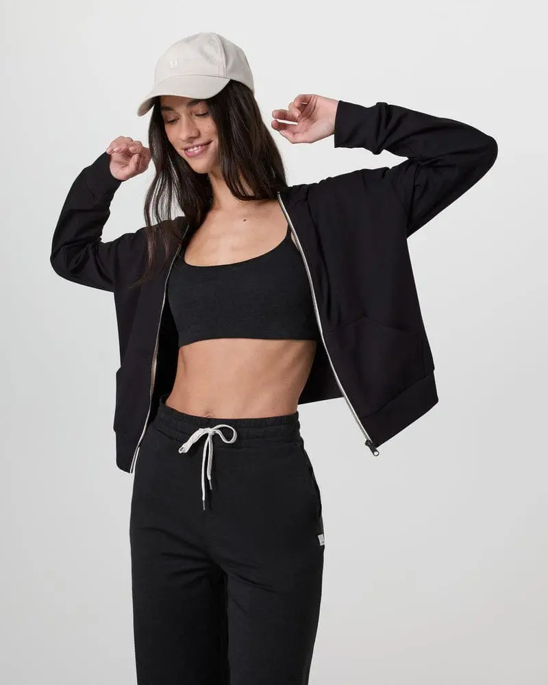 Vuori Halo Full-Zip Hoodie – Women’s Modern Fit in True Black