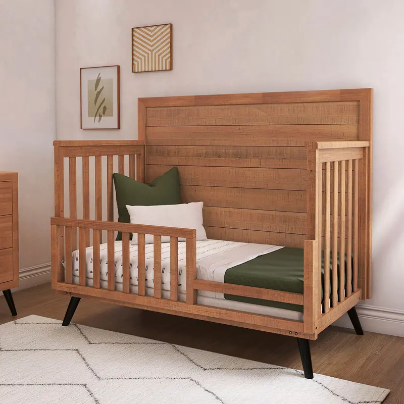 Walnut-Finished 5-in-1 Convertible Crib