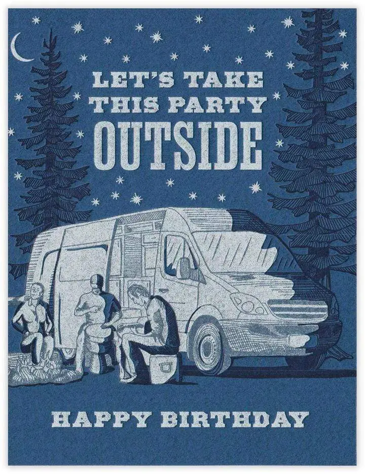Waterknot Outdoor-Themed Birthday Card: ‘Party Outside’ Design