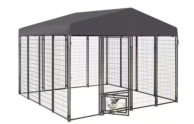 Weatherproof Outdoor Dog Cage with Full Coverage Canopy and Ventilation