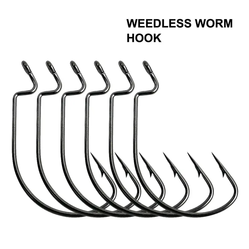 Weedless Worm Hooks – 40 to 100 Pieces, Sizes #2 to 7/0