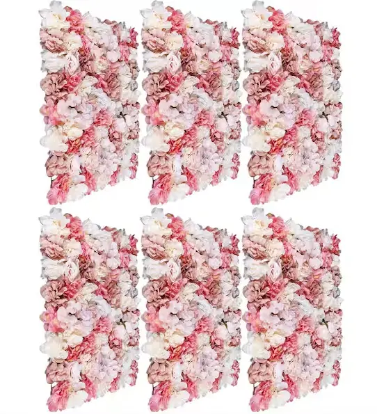 White and Pink Rose Flower Wall Panel – Premium Silk Floral Wall Art