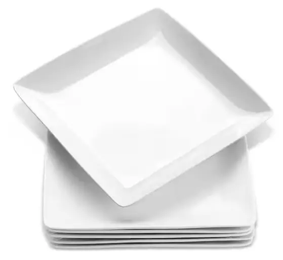 White Square Porcelain Dinner Plates – 8.4″ Modern Style