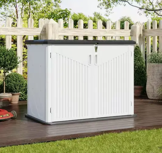 White Waterproof Outdoor Resin Deck Box with Integrated Floor – Weather-Resistant Storage Solution