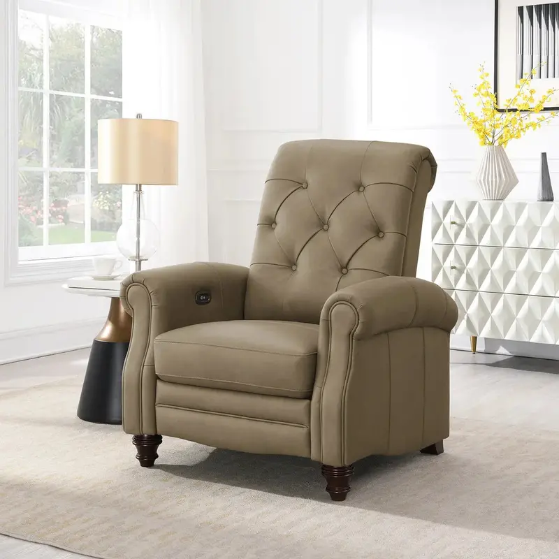 Windsor Leather Power Reclining Chair with Adjustable Back and Footrest