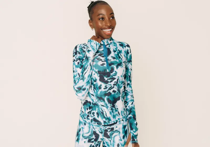 Women’s Henley-Style Rash Guard – Ocean Leopard