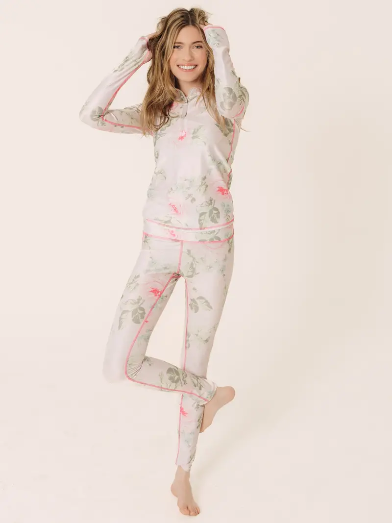 Women’s UPF 50+ Swim Leggings – Royal Bouquet Pink