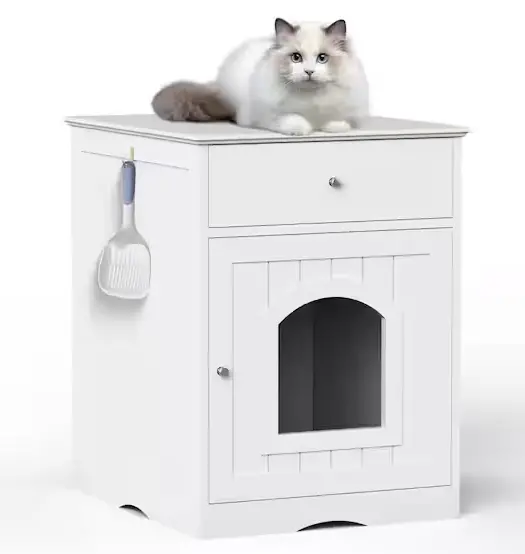 Wooden Cat Litter Box Enclosure – Discreet, Ventilated, and Easy-Clean Housing