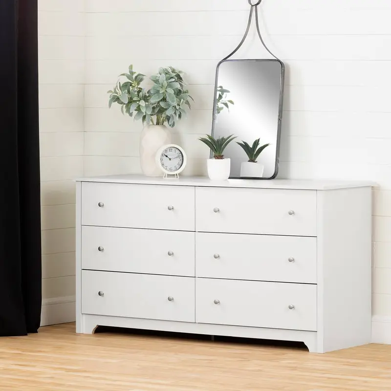 Xavier 6-Drawer Dresser – Sleek White Design