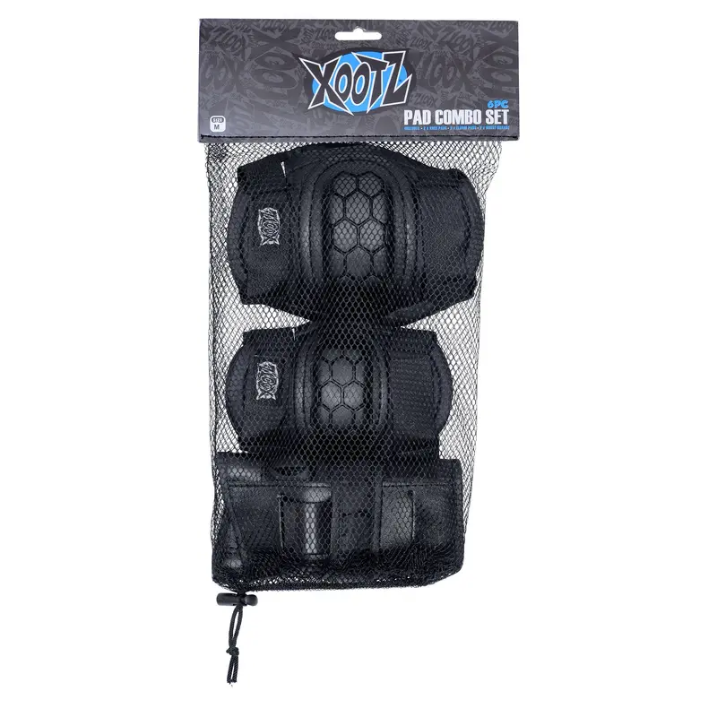 Xootz 6-Piece Kids’ Black Padding Set – Large Size