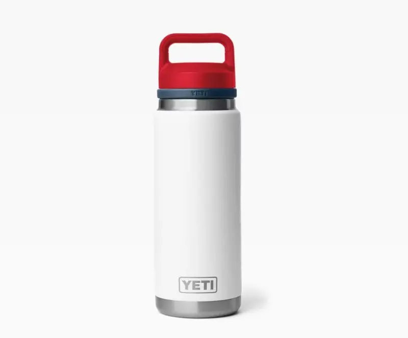 Yeti Rambler 26 oz Chug Bottle – White, Navy & Rescue Red