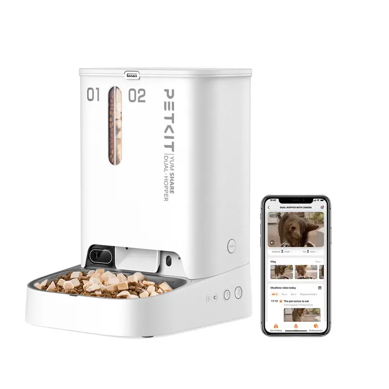 YumShare Smart Dual-Hopper Pet Food Dispenser with App Control
